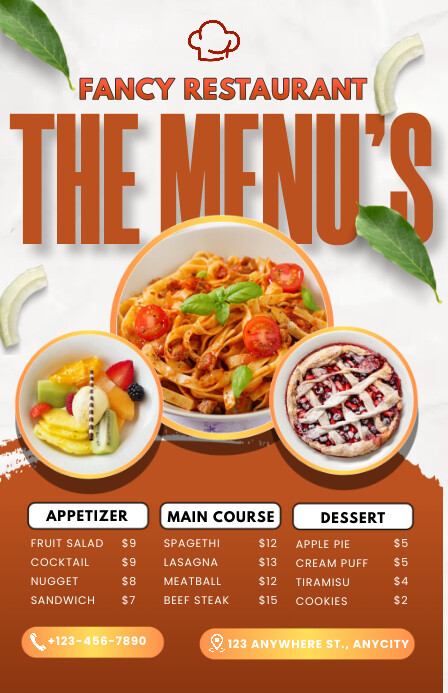 Simple Brown List-based Restaurant The Menu's 小报 template