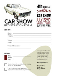 Car Show Registration Form Template | PosterMyWall