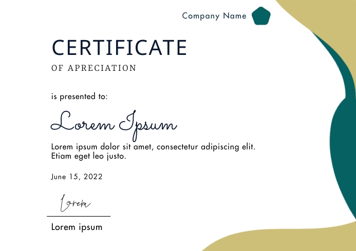 Simple certificate apreciation template A4