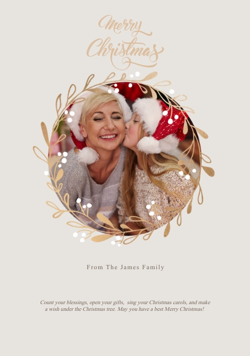 Simple Christmas card with photo A5 template