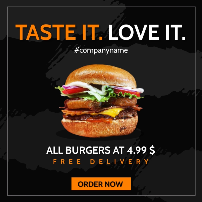 simple colorful burger advertisement Template | PosterMyWall