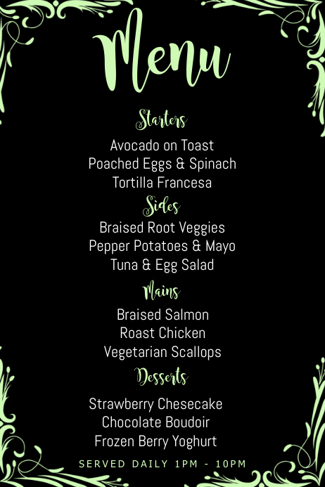 Simple Daily Menu Template PosterMyWall