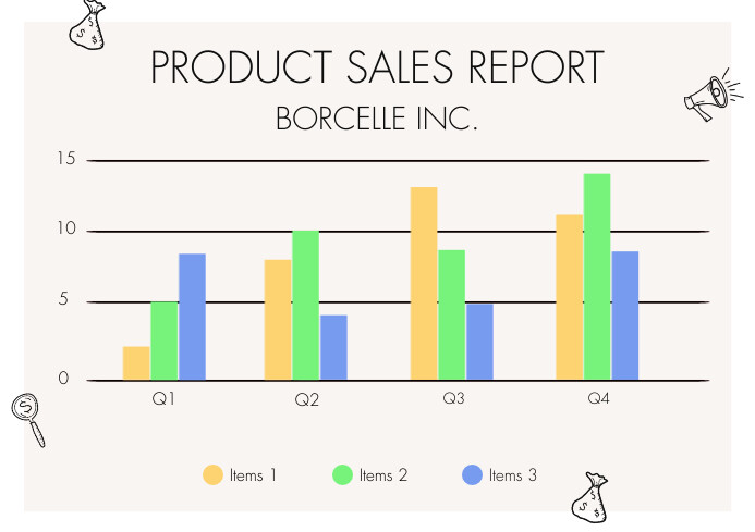 Simple Decorative Product Sales Bar Chart Template | PosterMyWall