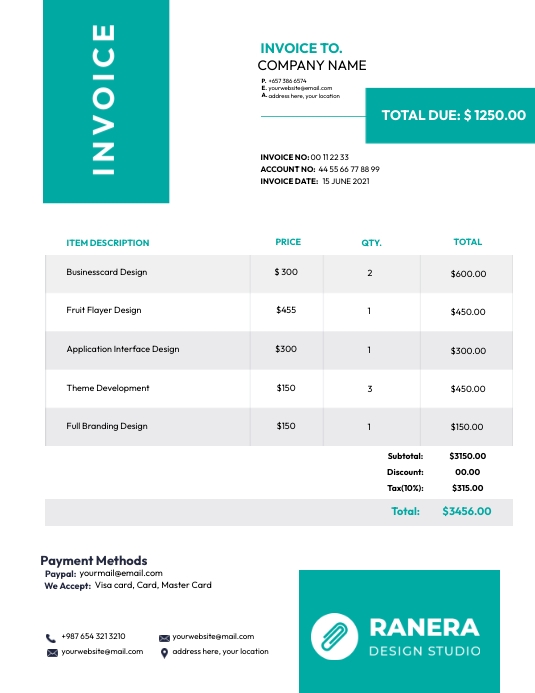 Simple Design Sales Invoice Service Template Flyer (US Letter)