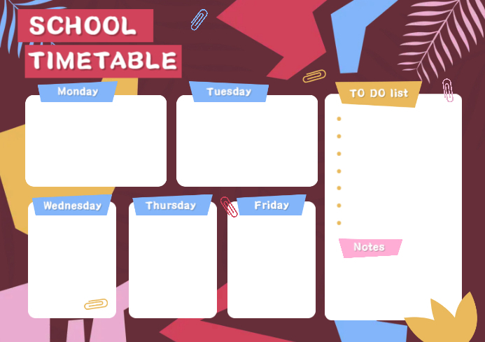 Simple Design School Timetable Template | PosterMyWall