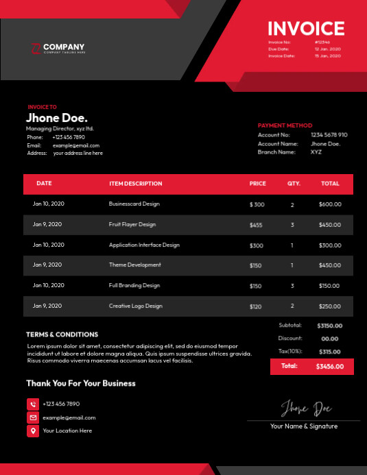 Simple Design Service Invoice Template Flyer (US Letter)