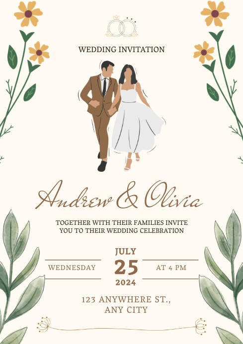 Simple Invitation Pattern Simple Design Wedding Invitation Template | PosterMyWall