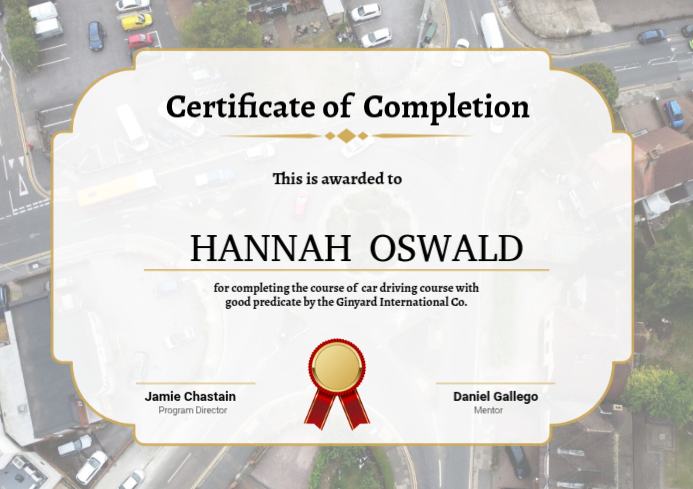 Simple Elegant Car Driving Certificate Template | PosterMyWall