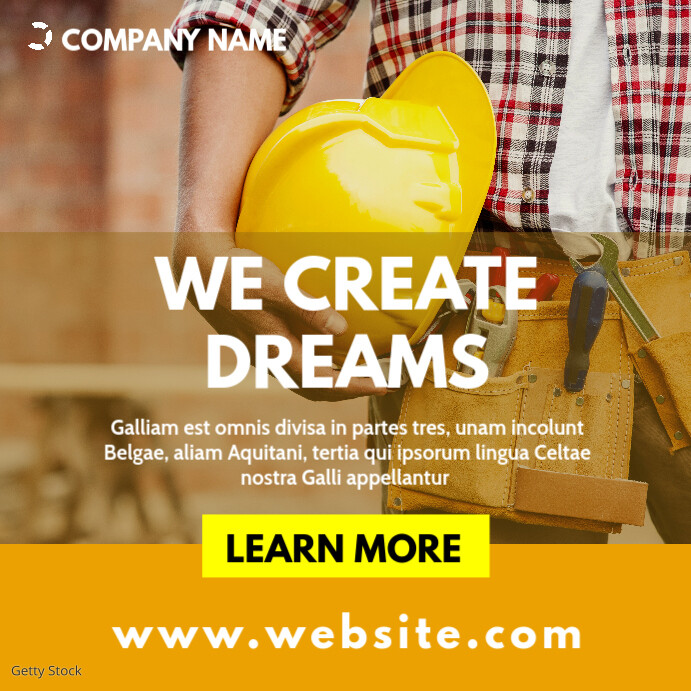 simple generic construction instagram post ad Template | PosterMyWall