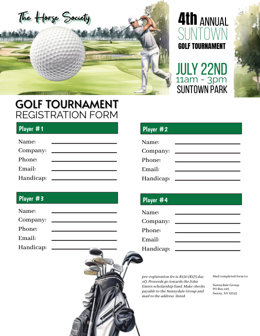 Golf Raffle Editable Golf Tournament Registration Template | PosterMyWall