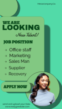 Simple green job posting flyers new design BBC Business Card template
