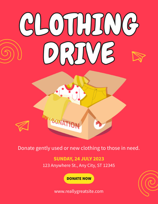 Simple Illustrative Clothing Drive Flyer Template PosterMyWall