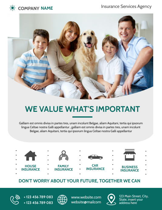 Advertisement Pattern Insurance simple insurance flyer advertisement Template | PosterMyWall