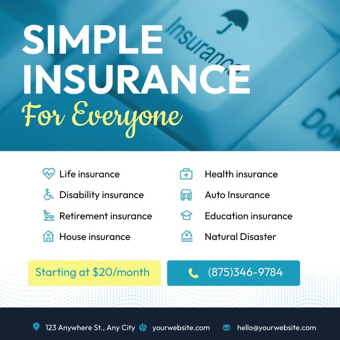 Simple Insurance Offer Template | PosterMyWall