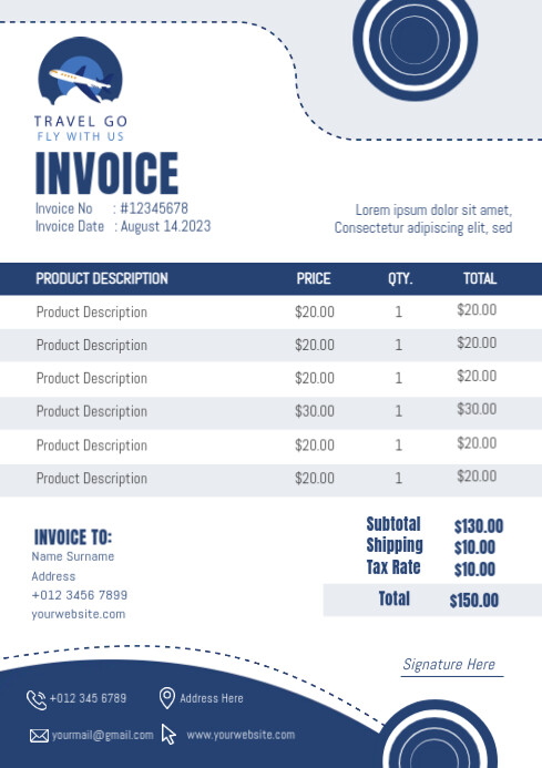 Rv Invoice Travel Tours Invoice Template | PosterMyWall