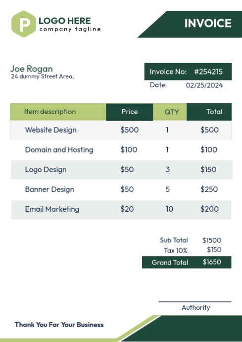 Simple Invoice template | PosterMyWall