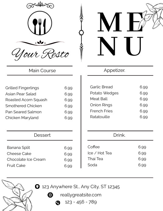 simple menu Template | PosterMyWall