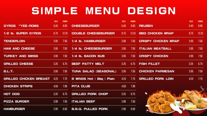 Simple Menu Design Template | PosterMyWall