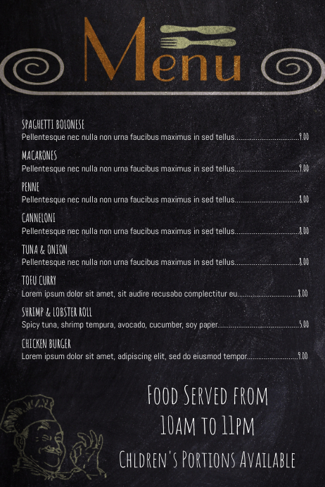 Simple Menu Poster Template | PosterMyWall