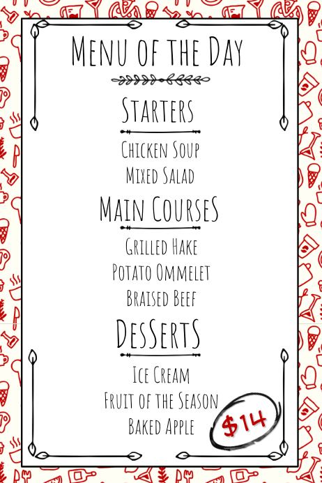 Hand Drawn Restaurant Printable Menu Template Postermywall