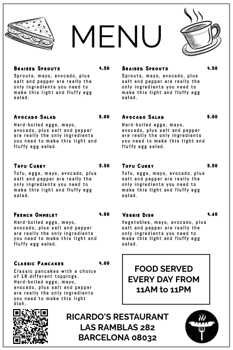 Simple Menu Poster Template | PosterMyWall