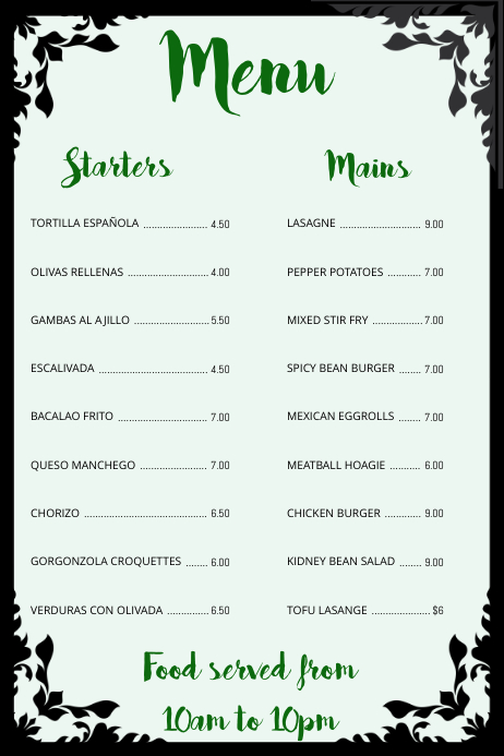 Simple Menu Poster Template | PosterMyWall