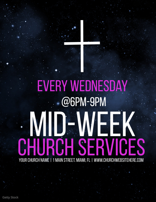 Simple Mid-Week Church Service Template | PosterMyWall