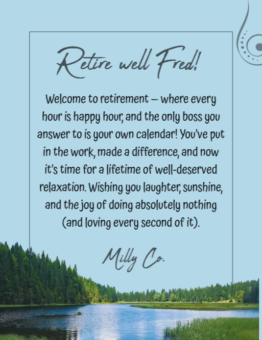 SIMPLE MINIMAL RETIREMENT MESSAGE CARD TEMPLATE Ulotka (US Letter)