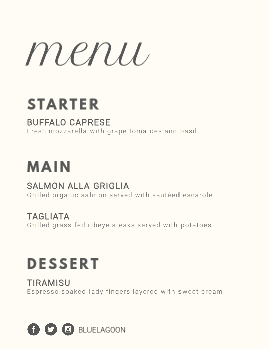 Simple Menu Templates Simple Minimalist Menu Template | PosterMyWall