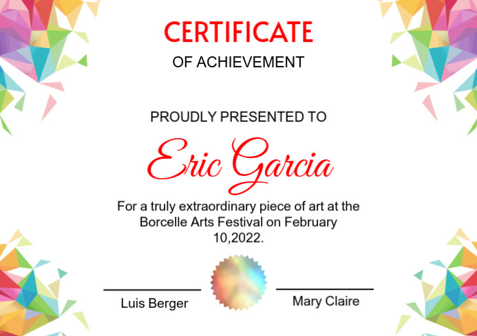 Simple Modern Floral Certificate of Art Creativity A4 template