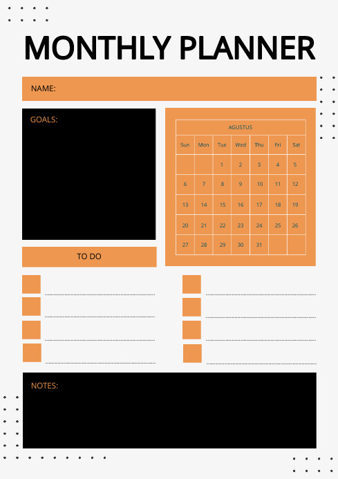Simple Monthly Planner Template | PosterMyWall