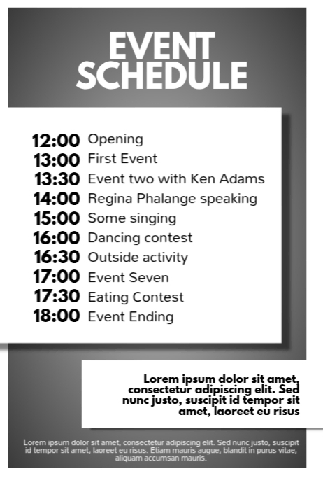 Simple Multipurpose Event Party Schedule Flyer Template | PosterMyWall