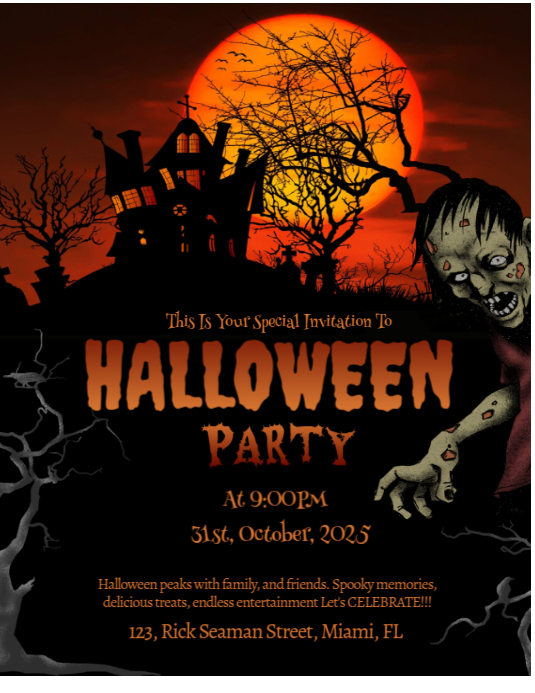 Simple Orange and Black Halloween Party Poster Template | PosterMyWall