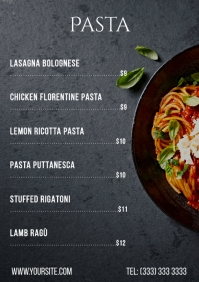 Pasta menu table a4 Template | PosterMyWall