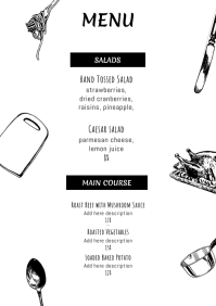 Vintage three course menu Template | PosterMyWall