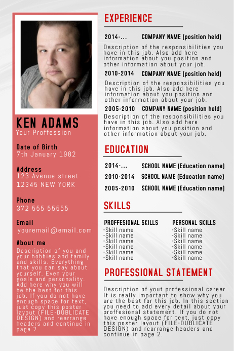 Simple Professional Resume CV Poster Flyer Template Simple Professional Resume CV Poster Flyer Template