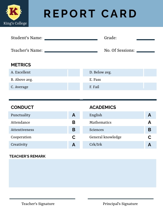 Simple report card template | PosterMyWall