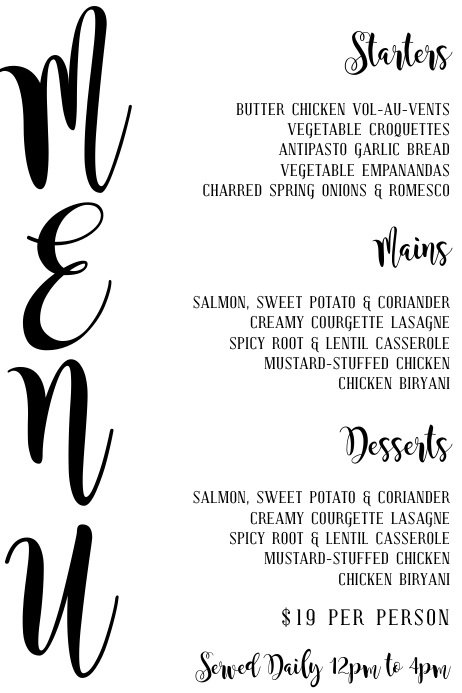 Simple Restaurant Menu