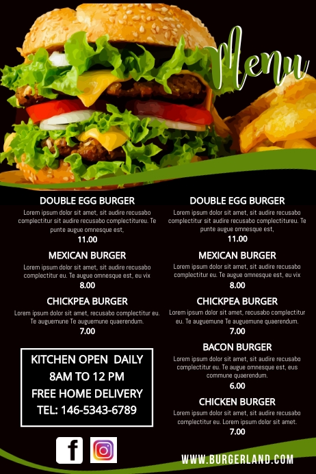 Simple Restaurant Menu Printable Template | PosterMyWall