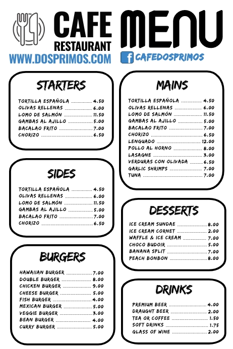 Simple Restaurant Menu