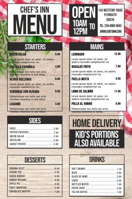 Simple Restaurant Menu Template | PosterMyWall