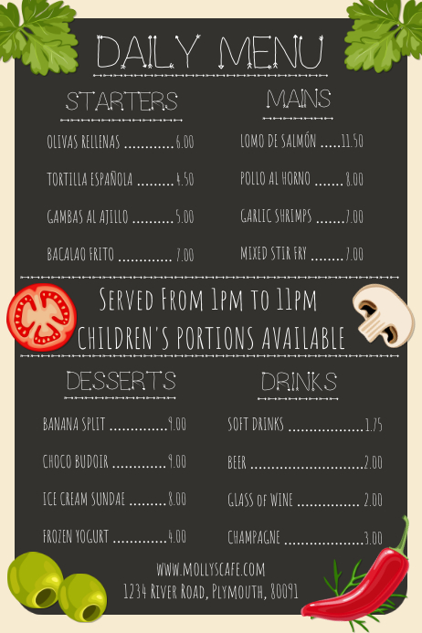 Simple Restaurant Menu Template | PosterMyWall