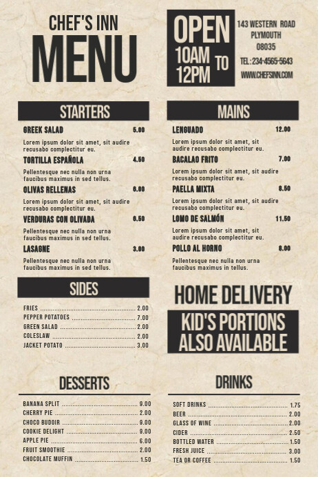 Copy of Simple Restaurant Menu Template | PosterMyWall