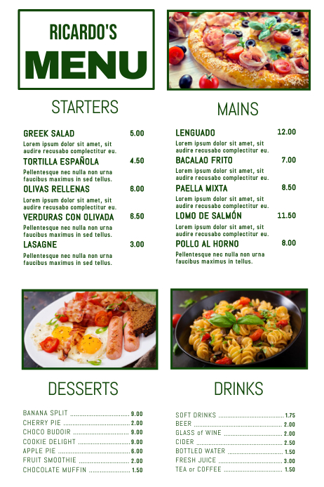 Simple Restaurant Menu Template | PosterMyWall