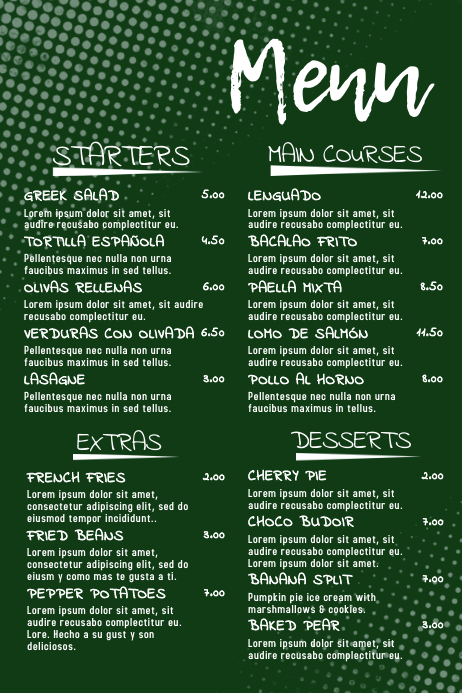 Simple Restaurant Menu Template | PosterMyWall