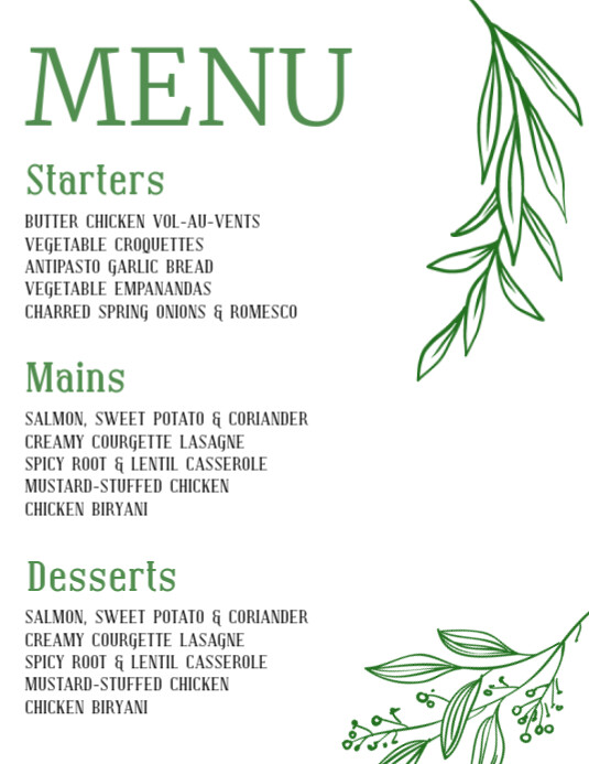 Free Simple Set Menu Template Folheto (US Letter)