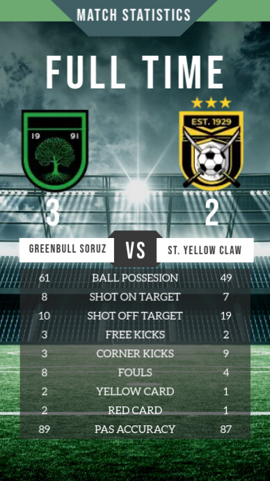 Simple Soccer Match Statistics Template | PosterMyWall