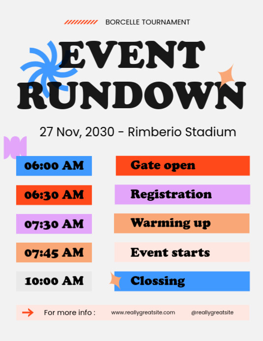Copy of Simple Sports Event Rundown Flyer (Us Letter) | PosterMyWall