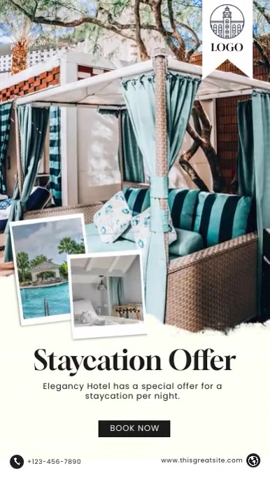 Simple White Staycation Offer Template | PosterMyWall