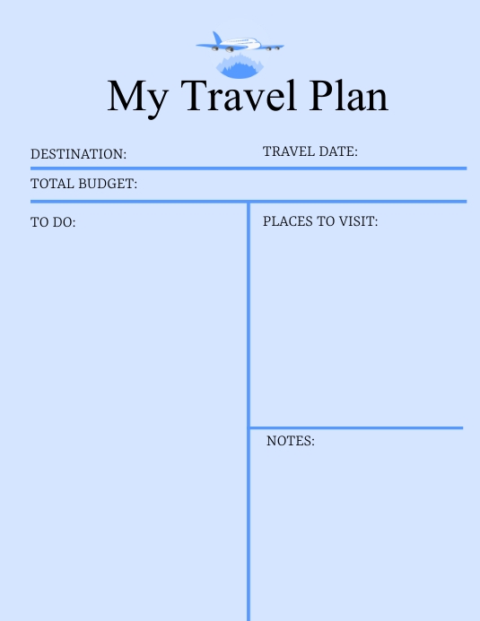 simplistic travel plan Flyer (US-Letter) template